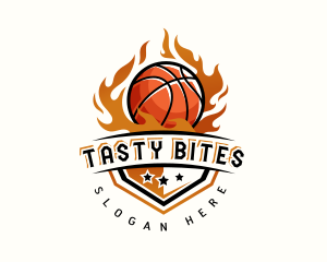 Basketball Hoop Fire Logo