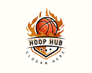 Hoop - Basketball Hoop Fire logo design