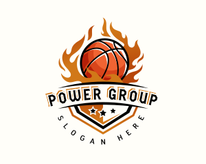 Group - Basketball Hoop Fire logo design