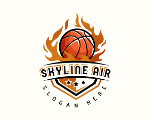 Player - Basketball Hoop Fire logo design