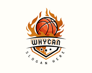 League - Basketball Hoop Fire logo design