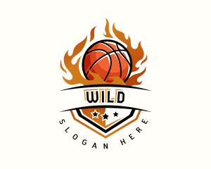 Trainer - Basketball Hoop Fire logo design
