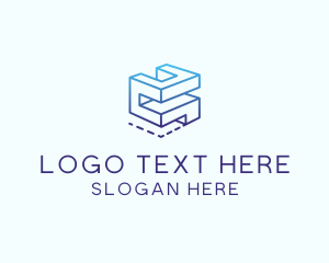 Video Game - Gradient Construction Block logo design