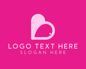 Couple - Pink Heart Dating App logo design