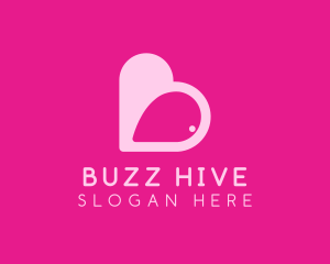 Pink Heart Dating App logo design