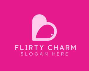 Flirt - Pink Heart Dating App logo design