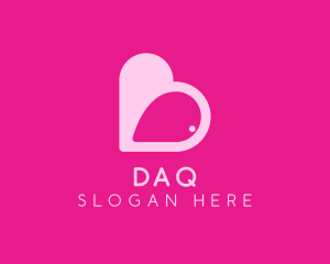 Romantic - Pink Heart Dating App logo design