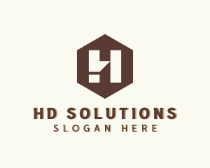 Hexagon Construction Builder Letter H logo design