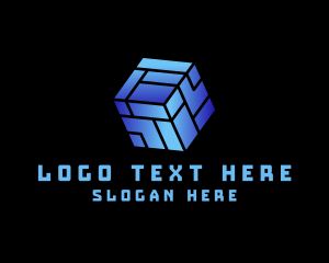 3d - Tech Network Cube logo design