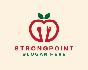 Culinary - Spoon Fork Apple logo design