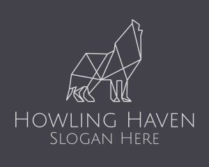 Howling - Geometric Minimalist Grey Wolf logo design