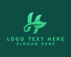 Health - Vegan Leaf Letter H logo design