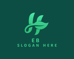 Vegan Leaf Letter H Logo