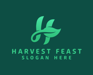 Vegan Leaf Letter H logo design