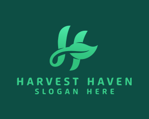 Vegan Leaf Letter H logo design