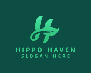 Vegan Leaf Letter H logo design