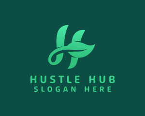 Vegan Leaf Letter H logo design