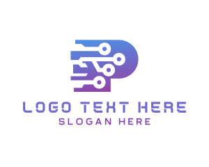 Alphabet - Digital Tech Letter P logo design