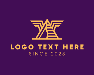 Heritage Site - Pyramid Wings Structure logo design