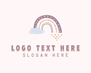 Childcare - Boho Rainbow Cloud logo design