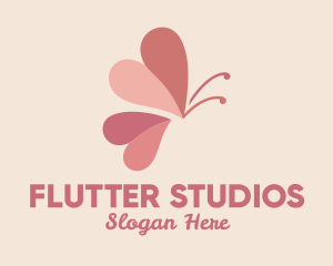 Flutter - Pink Butterfly Heart logo design