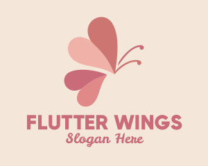 Pink Butterfly Heart logo design