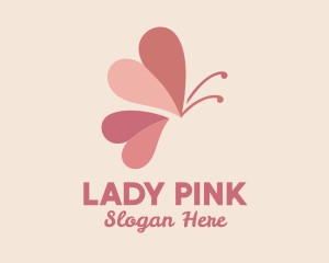 Pink Butterfly Heart logo design