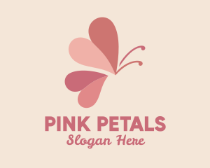 Pink Butterfly Heart logo design