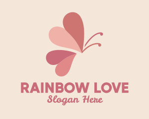 Pink Butterfly Heart logo design