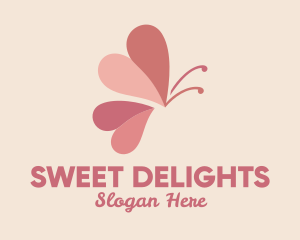 Pink Butterfly Heart logo design