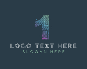 Modern Glitch Number 1 logo design