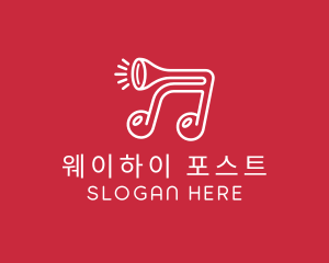 Music Note Horn logo design