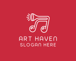 Music Note Horn logo design