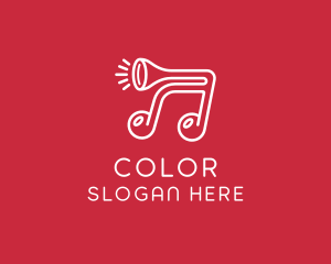 Red And White - Music Note Horn logo design