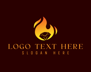 Hot - Gem Flame Diamond logo design