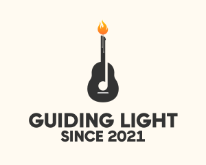 Musical Guitar Candlelight  logo design