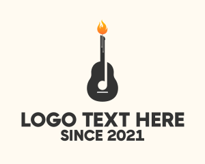Music Instrument - Musical Guitar Candlelight logo design