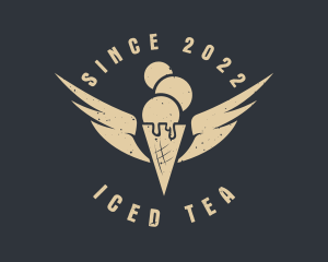 Retro Ice Cream Wings logo design