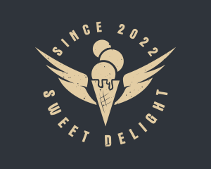 Sherbet - Retro Ice Cream Wings logo design