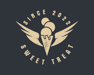 Retro Ice Cream Wings logo design