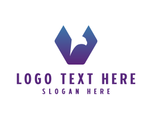 Negative Space - Abstract Eagle Letter V logo design