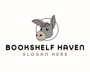 Books - Donkey Animal Cartoon logo design