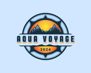 Mountain Travel Compass Voyage logo design