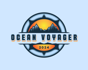 Mountain Travel Compass Voyage logo design