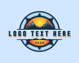 Sunset - Mountain Travel Compass logo design