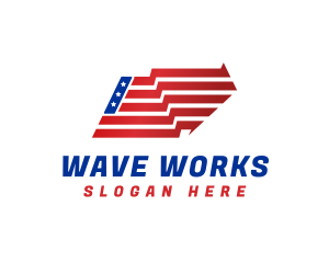 Waving - America Flag Logistics logo design