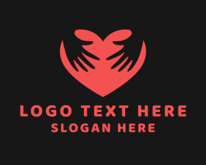 Caregiver - Red Love Hands logo design