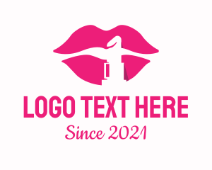 Sexy - Pink Lipstick Silhouette logo design