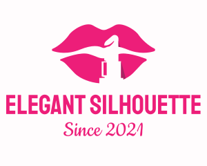 Pink Lipstick Silhouette logo design