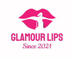 Lipstick - Pink Lipstick Silhouette logo design